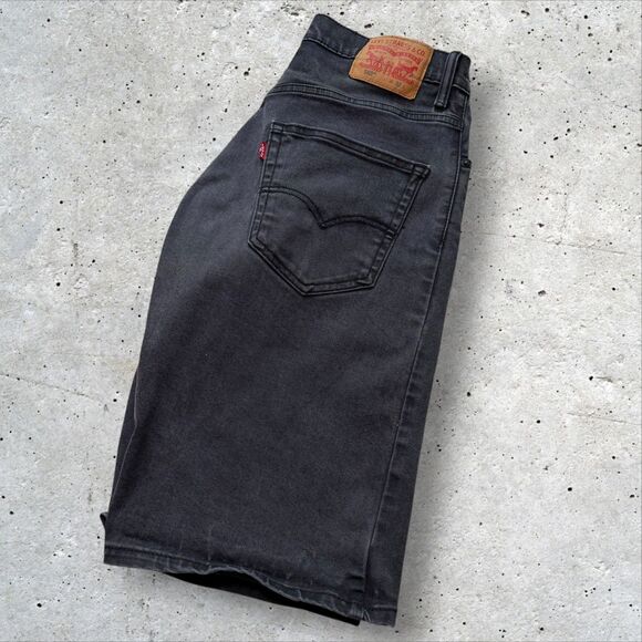 Levi’s 569 Loose Fit Cutoff Jean Shorts 32 Black Gray Denim Baggy Skate Y2K - Picture 1 of 7